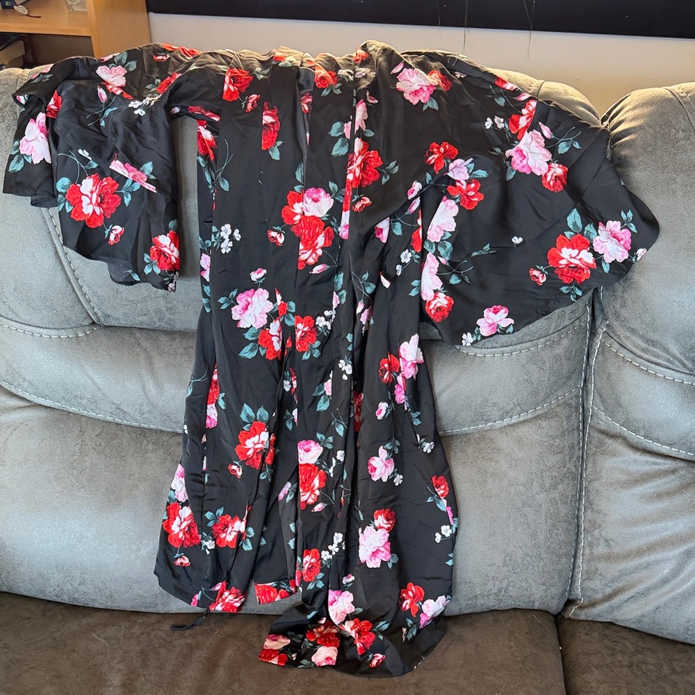 INC International Concepts Black Floral Blouse